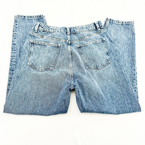 Zara Acid Wash Mom Jeans Ripped Knees Straight Leg Denim Size 10 - Picture 5 of 8
